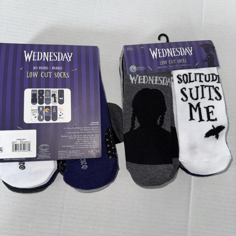 2 Packs Of Wednesday Adams Size 4-10 Low Cut Socks . 20 Pairs Total (Brand New)
